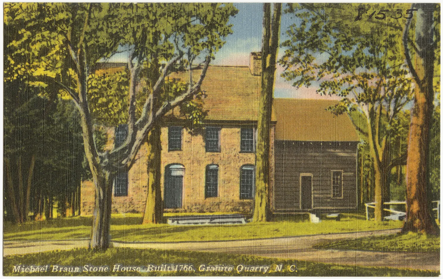 File name: 06_10_016015 Title: Michael Braun Stone House, built 1766, Granite Quarry, N. C. Created/Published: Tichnor Bros. Inc., Boston, Mass. Date issued: 1930 - 1945 (approximate) Physical...