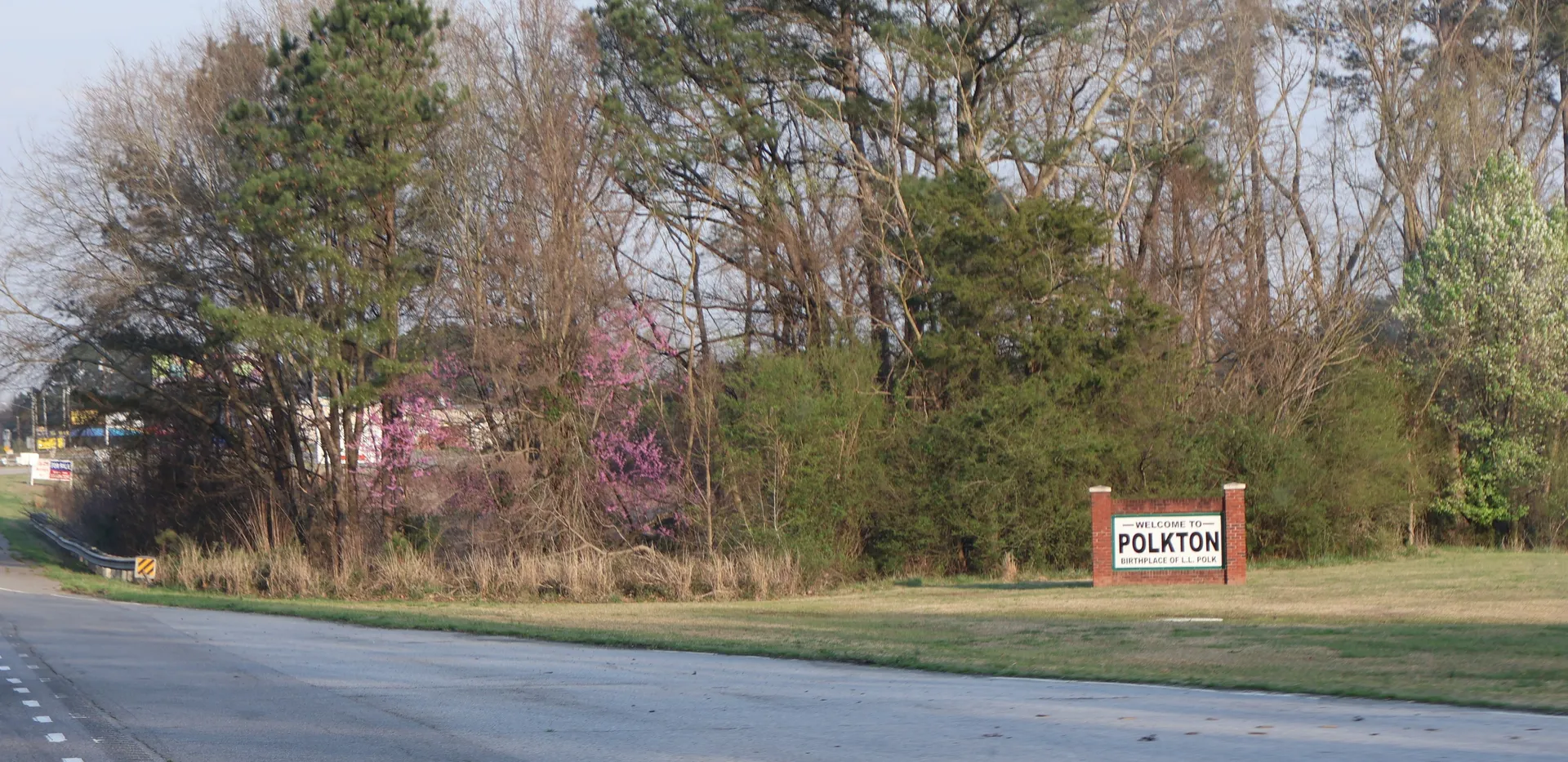 Polkton welcome sign on US 74 in Anson County, North Carolina.