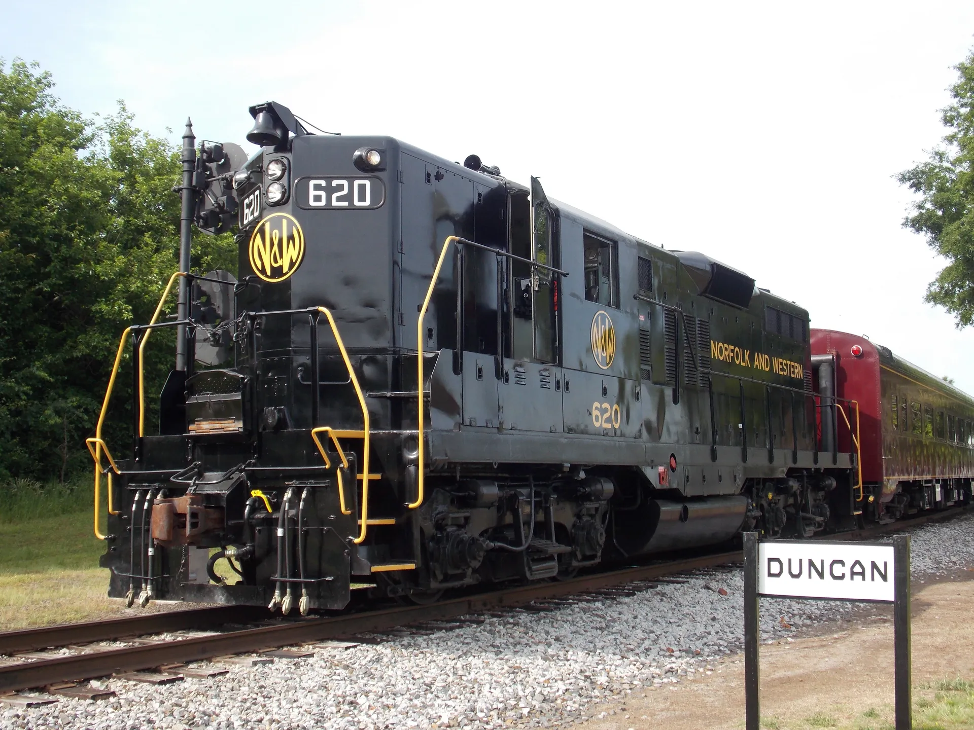 Norfolk and Western GP9 #620 at the North Carolina Transportation Museum in May 2021. That year, a working freight train also ran.