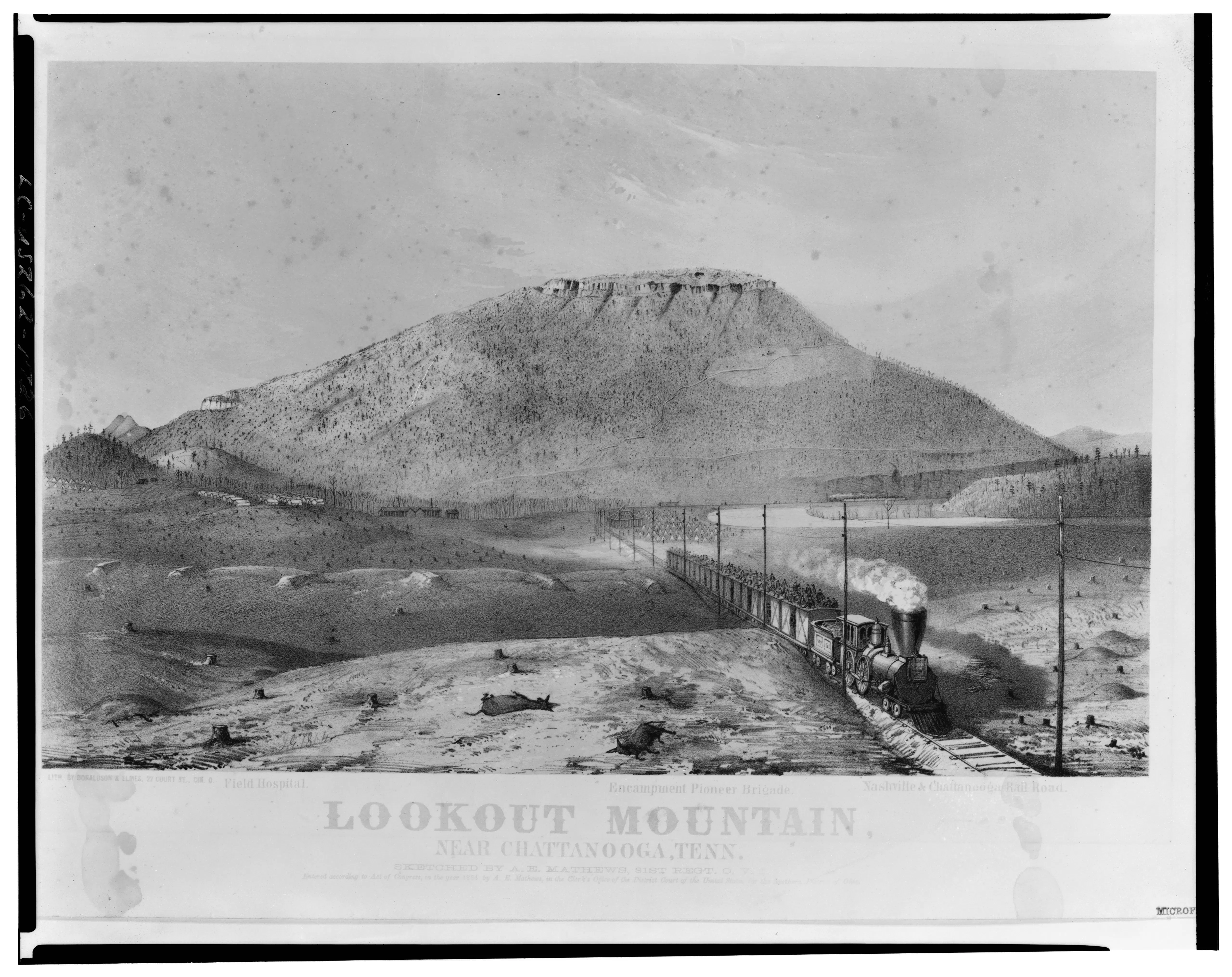 Historic print: Lookout Mountain near Chattanooga, Tennessee. — License: