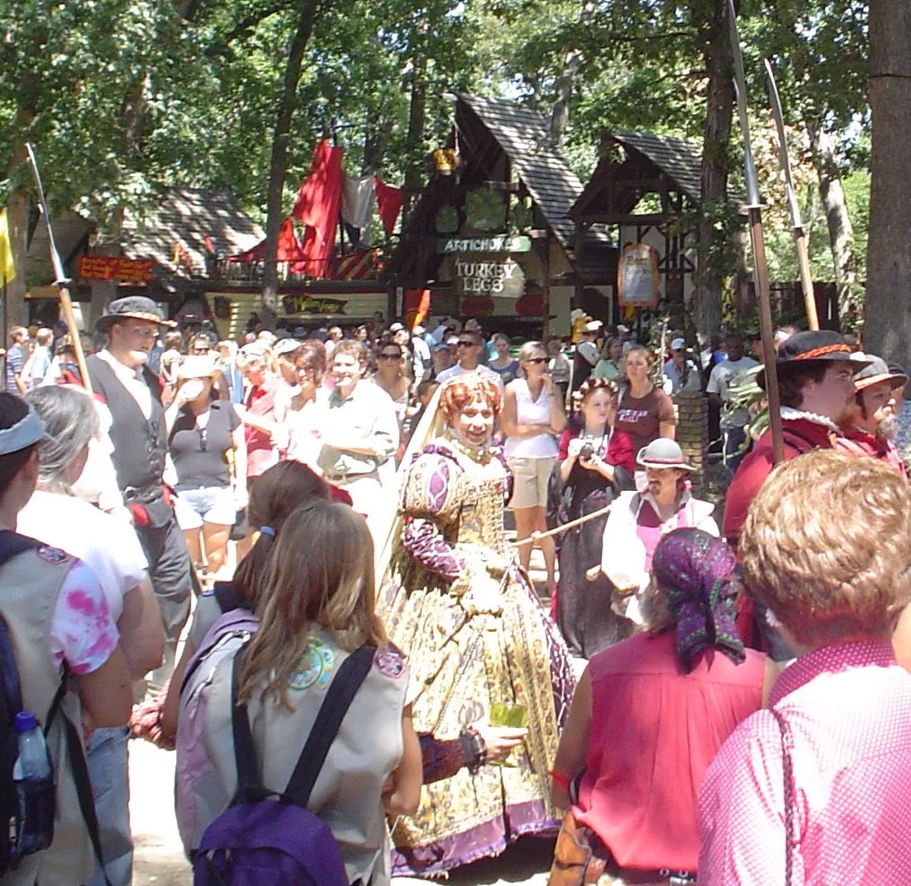 Costumed "Queen of Bristol" performer at the Bristol Renaissance Faire