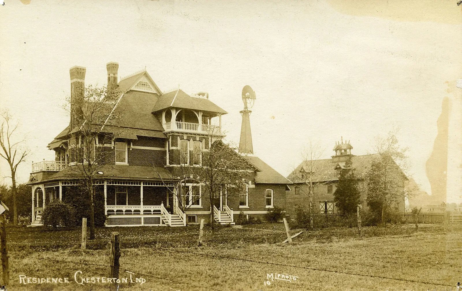 RESIDENCE CHESTERTON IND Date: Circa 1910 Source Type: Postcard Publisher, Printer, Photographer: M. L. Photo Company (#10) Postmark: None Collection: Steven R. Shook Remark: This house is referred to as the Brown Mansion and currently serves as the home of the Westchester Township History Museum. L