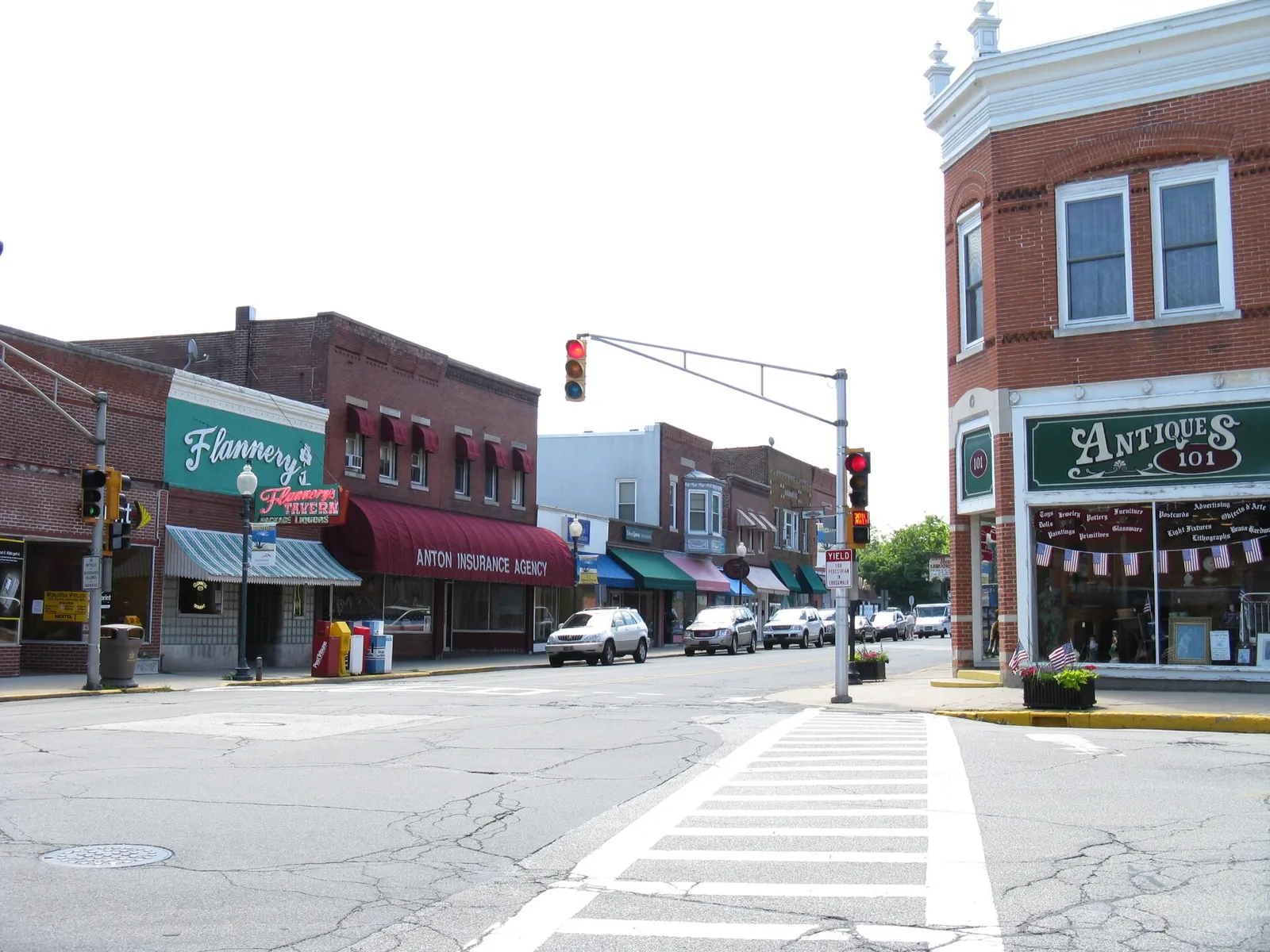 Looking South across Chesterton, Indiana's main intersection.