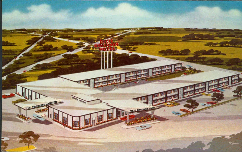 back of card, DIXIE GOVERNOR MOTEL 1901 Bremerton Plaza East Hazelcrest, Illinois 128 Luxurious Rooms & Suites...2 Restaurants...Cocktail..