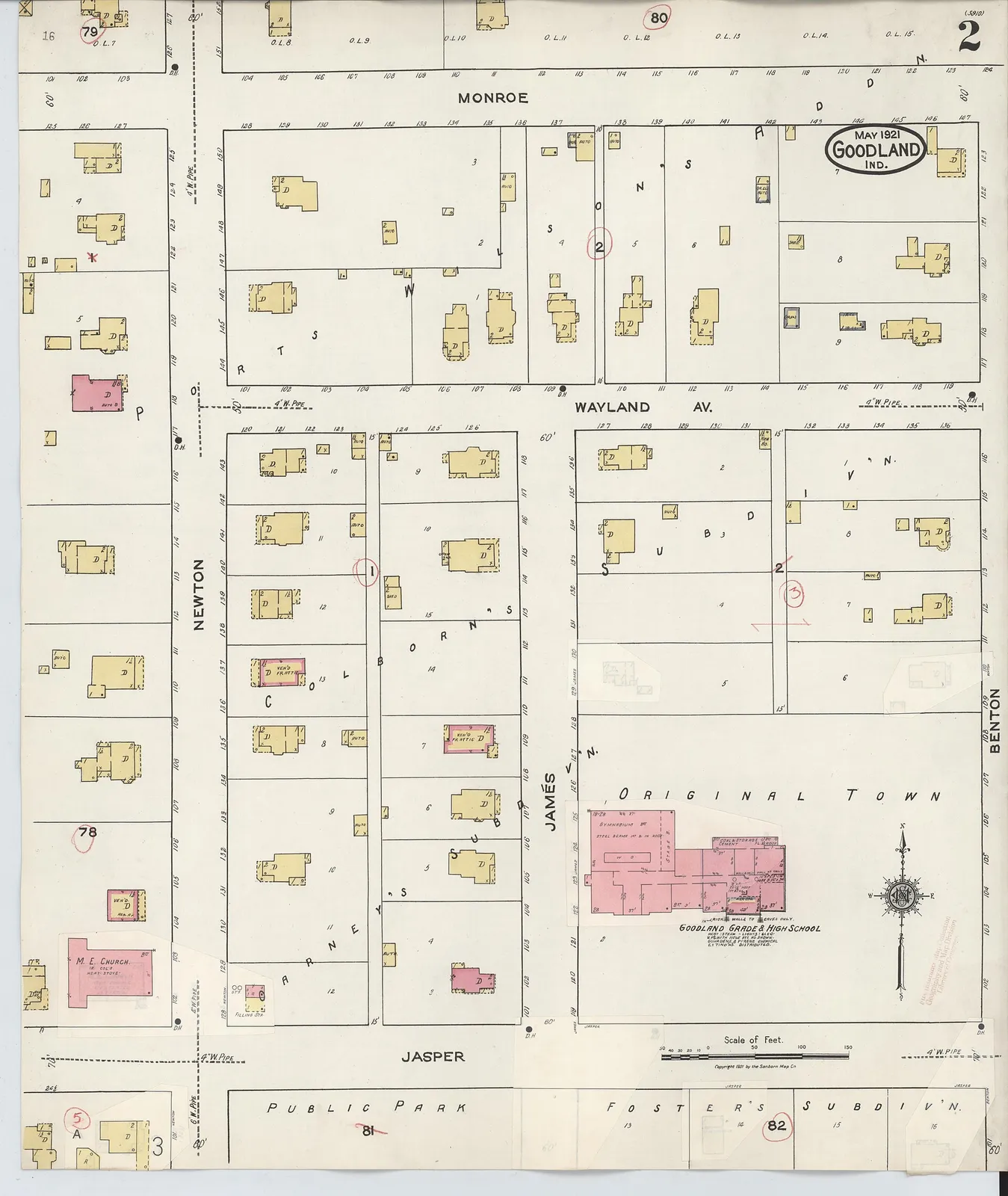 Sanborn Fire Insurance Map from Goodland, Newton County, Indiana, 1933, Plate 0002