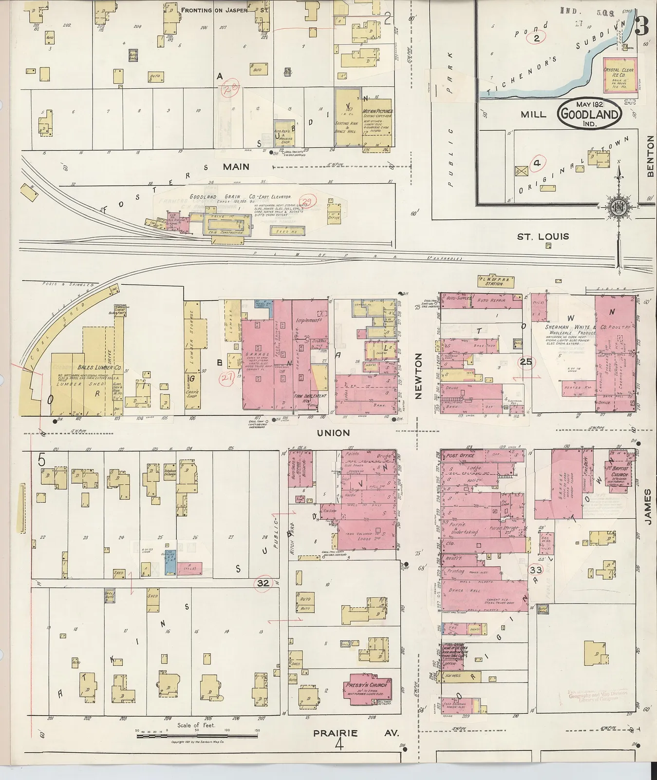 Sanborn Fire Insurance Map from Goodland, Newton County, Indiana, 1933, Plate 0003