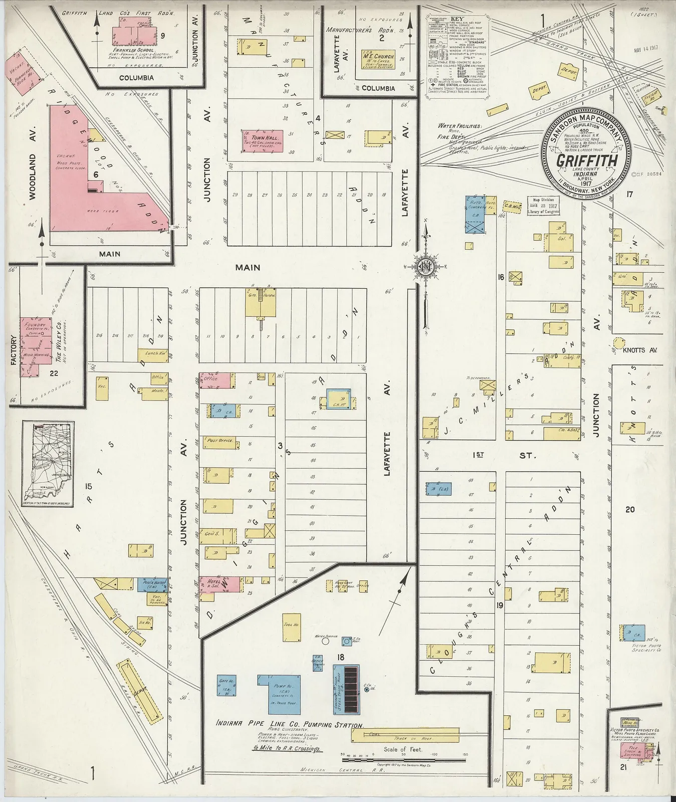 Sanborn Fire Insurance Map from Griffith, Lake County, Indiana, 1917, Plate 0001