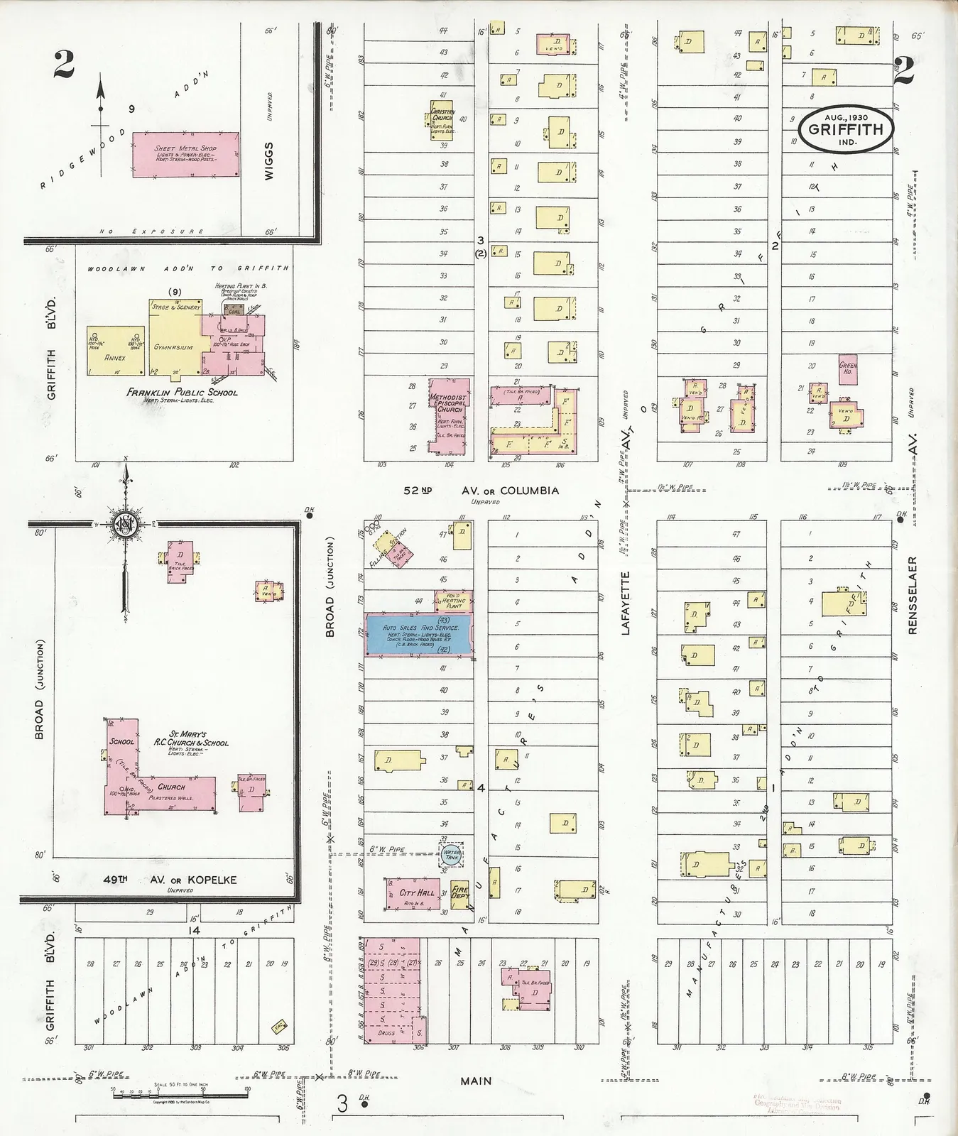 Sanborn Fire Insurance Map from Griffith, Lake County, Indiana, 1930, Plate 0002