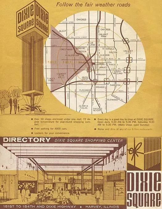 Dixie Square Mall directory cover, Harvey, IL