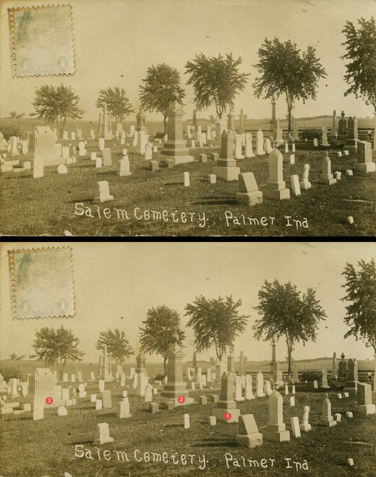 Salem Cemetery, circa 1908 postcard, Hebron, Indiana