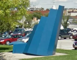 "Windover" by Robert Murray (1970), painted steel sculpture, Hinsdale
