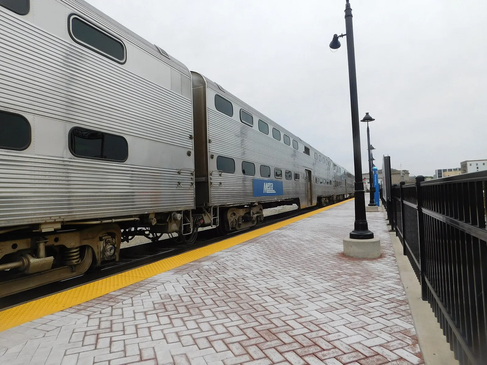 The Rock Island Line platform for the Joliet Transportation Center in Joliet, Illinois.