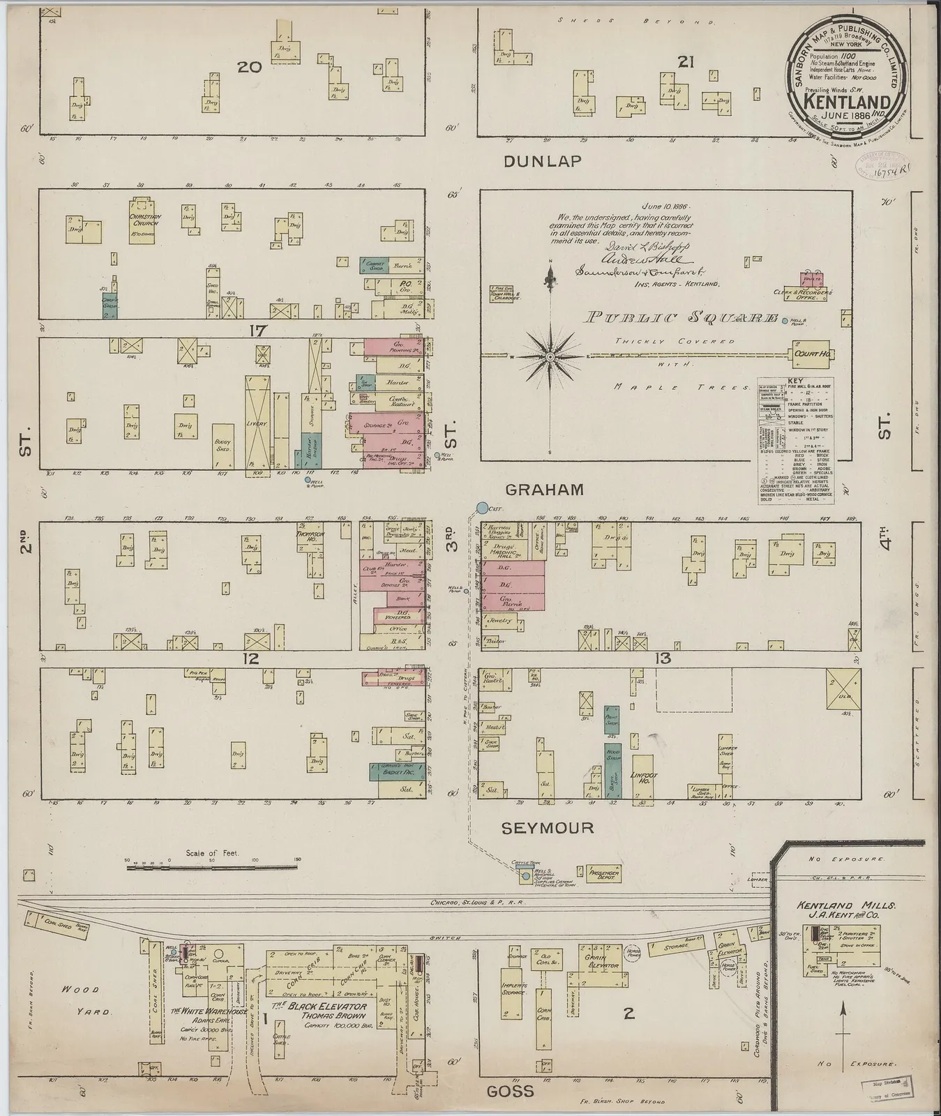 Sanborn Fire Insurance Map from Kentland, Newton County, Indiana, 1886, Plate 0001