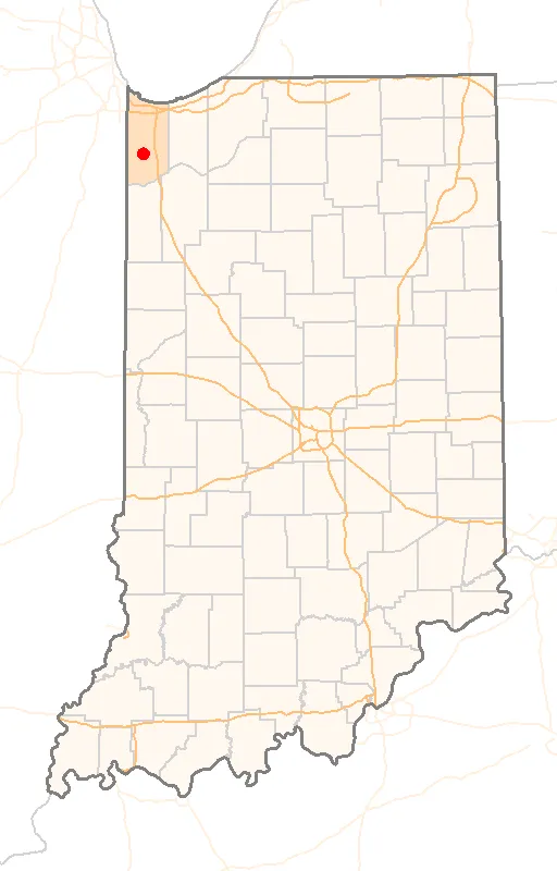 Red Dot map of Indiana, showing the location of Lake_Dalecarlia