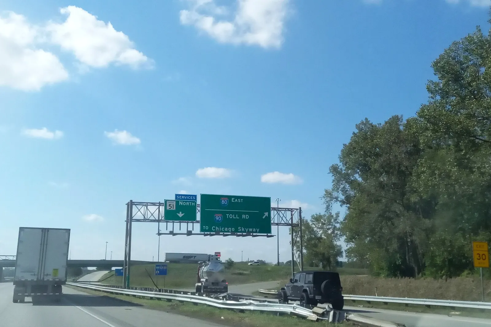 I-94 westbound ramp to Indiana Toll Road and IN 51