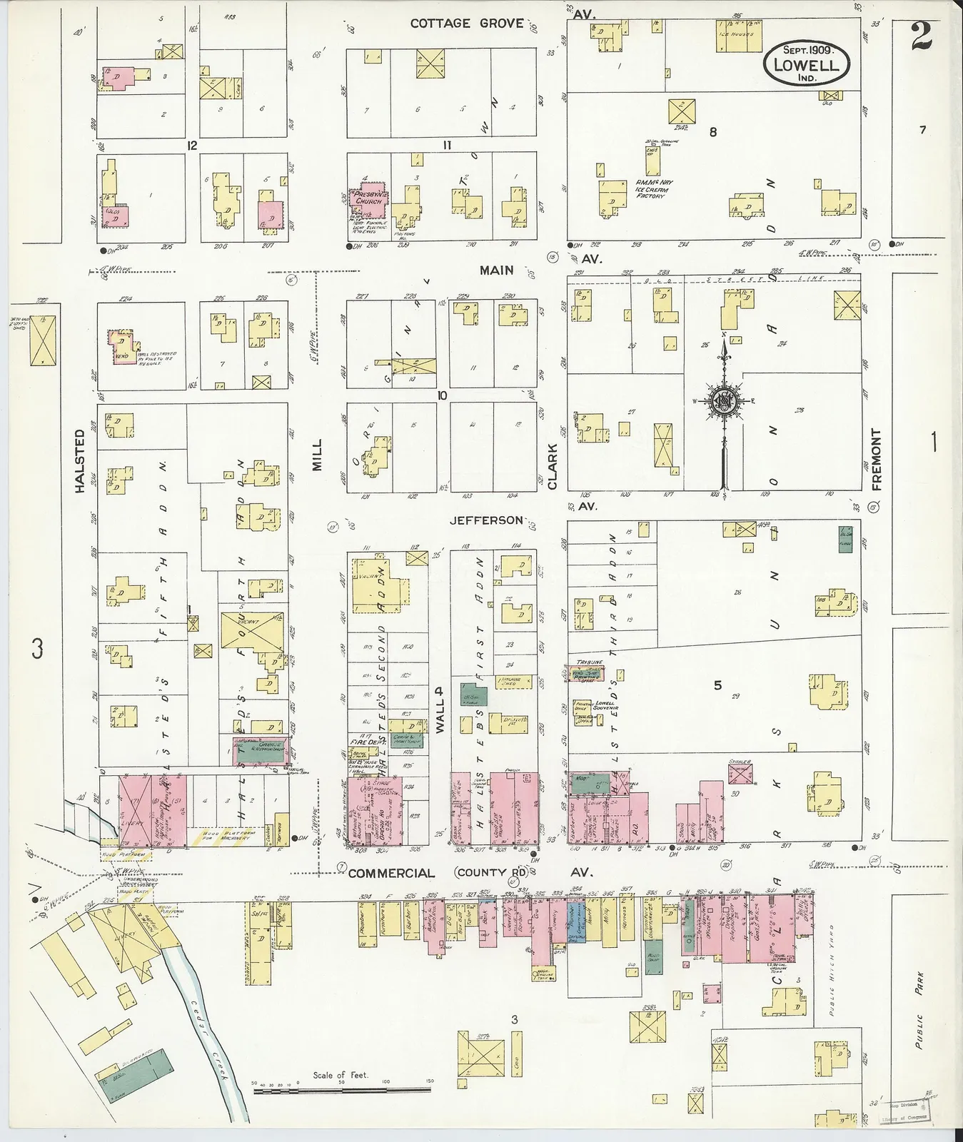 Sanborn Fire Insurance Map from Lowell, Lake County, Indiana, 1909, Plate 0002