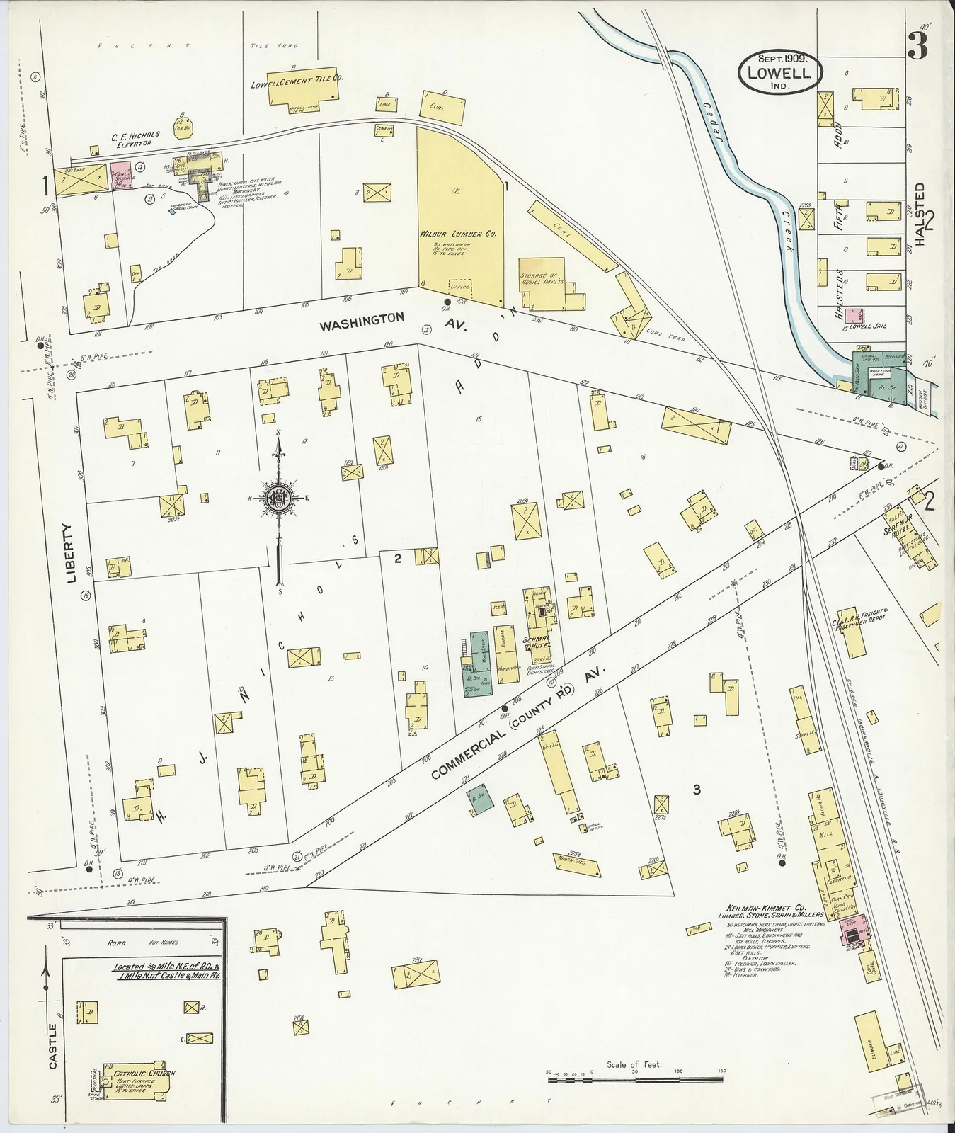 Sanborn Fire Insurance Map from Lowell, Lake County, Indiana, 1909, Plate 0003
