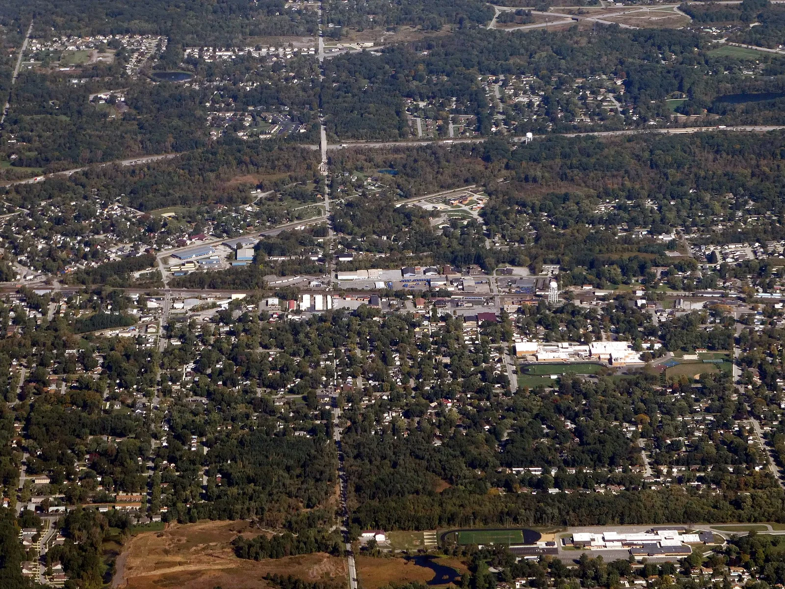 Aerial view of Chesterton and Porter, Indiana, in October 2024