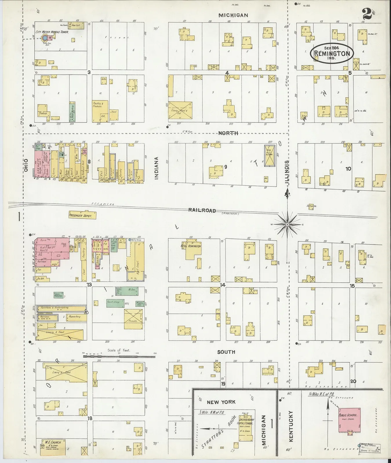 Sanborn Fire Insurance Map from Remington, Jasper County, Indiana, 1904, Plate 0002