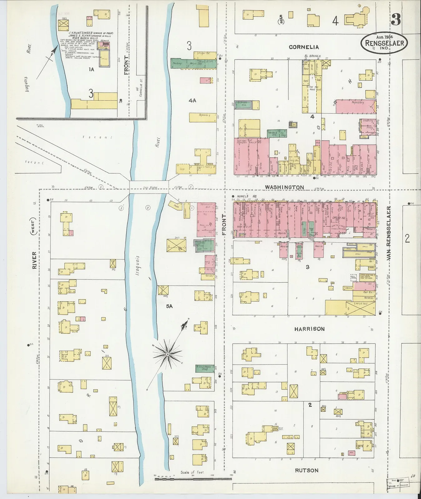 Sanborn Fire Insurance Map from Rensselaer, Jasper County, Indiana, 1904, Plate 0003