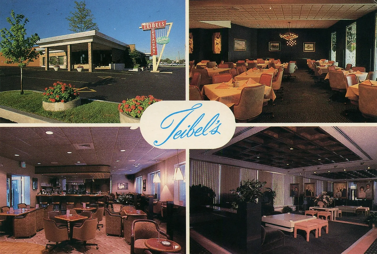 Teibel's Date: Circa 1980 Source Type: Postcard Publisher, Printer, Photographer: Creative Art Productions, MWM Dexter (#3975-E) Postmark: None Collection: Steven R. Shook Remark: Teibel's, The Ideal Family Restaurant. Famous for Fried Chicken and Perch. Banquet Facilities and Coffee Shop. On U.S. H