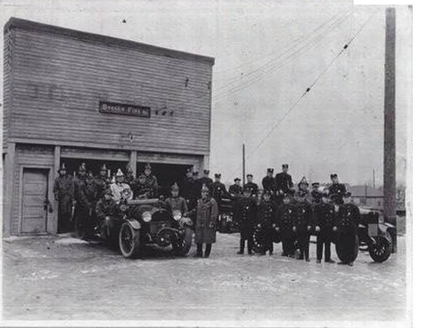 c. 1920 image of the fire department of Steger, Illinois