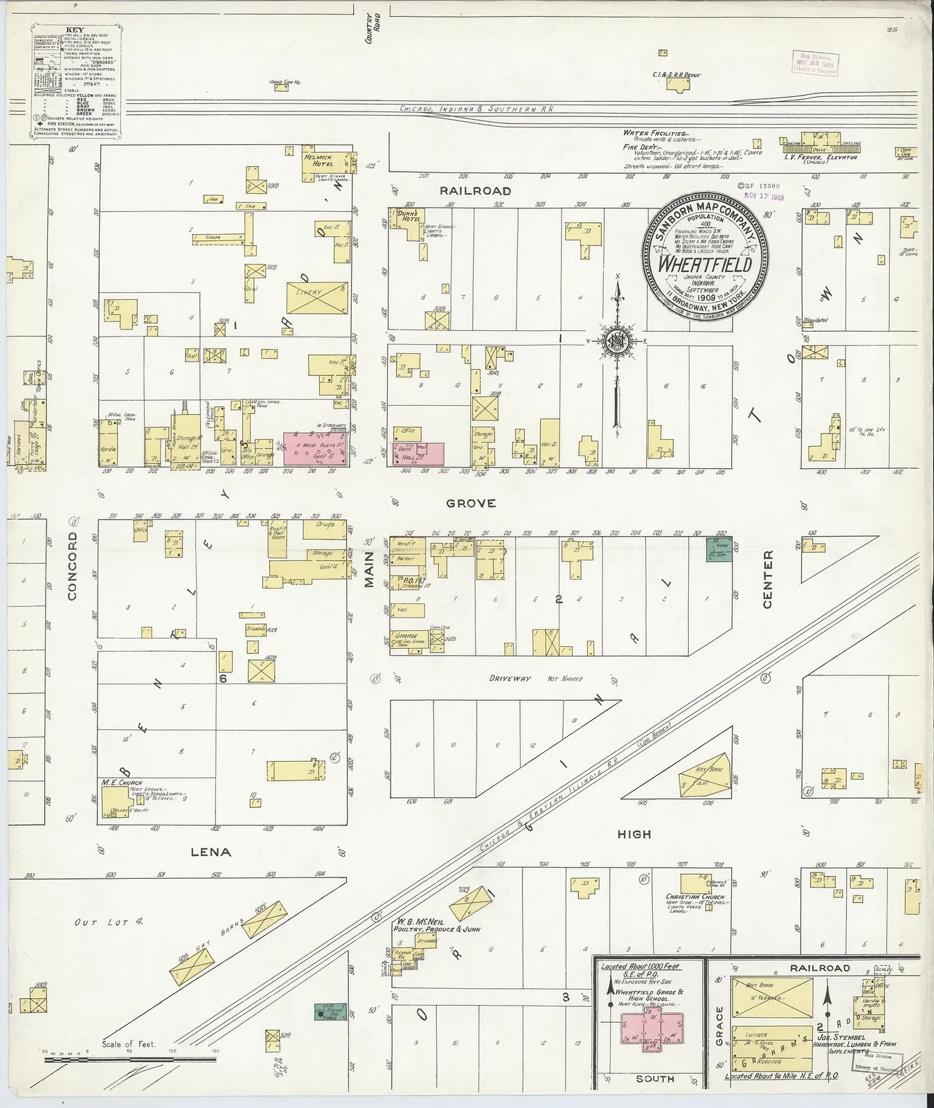 Sanborn Fire Insurance Map from Wheatfield, Jasper County, Indiana, 1909, Plate 0001