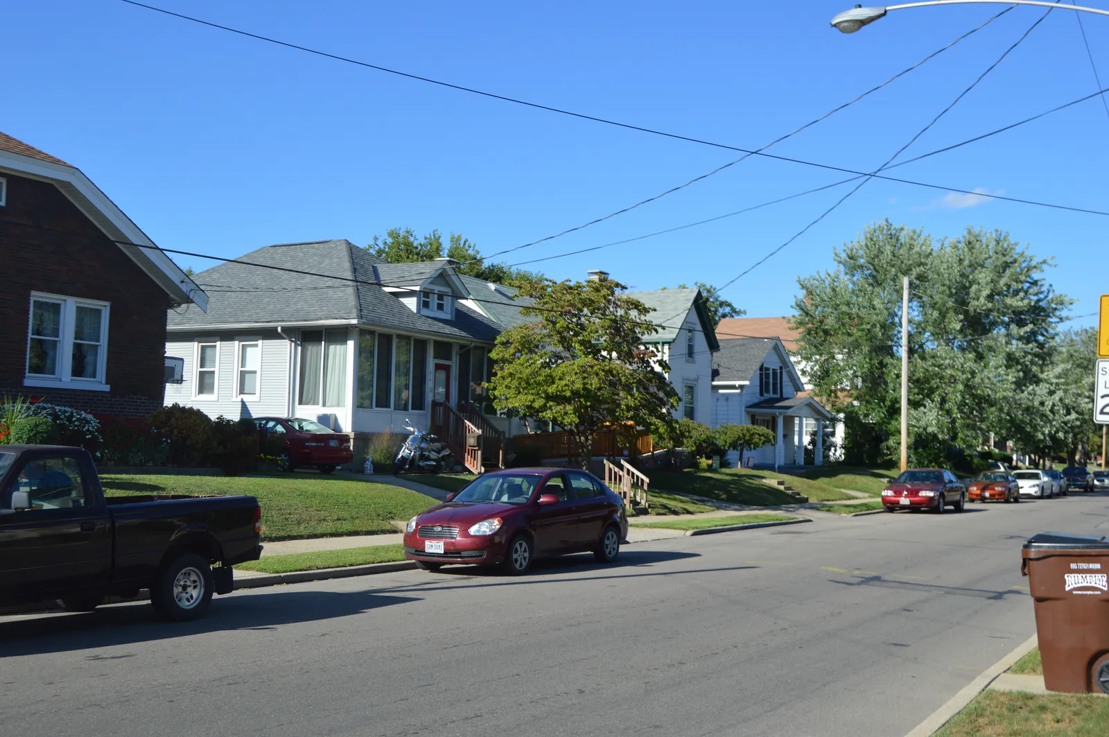 Houses on Elliott Avenue northeast of the Erkenbrecher Avenue intersection in Arlington Heights, Ohio, United States.