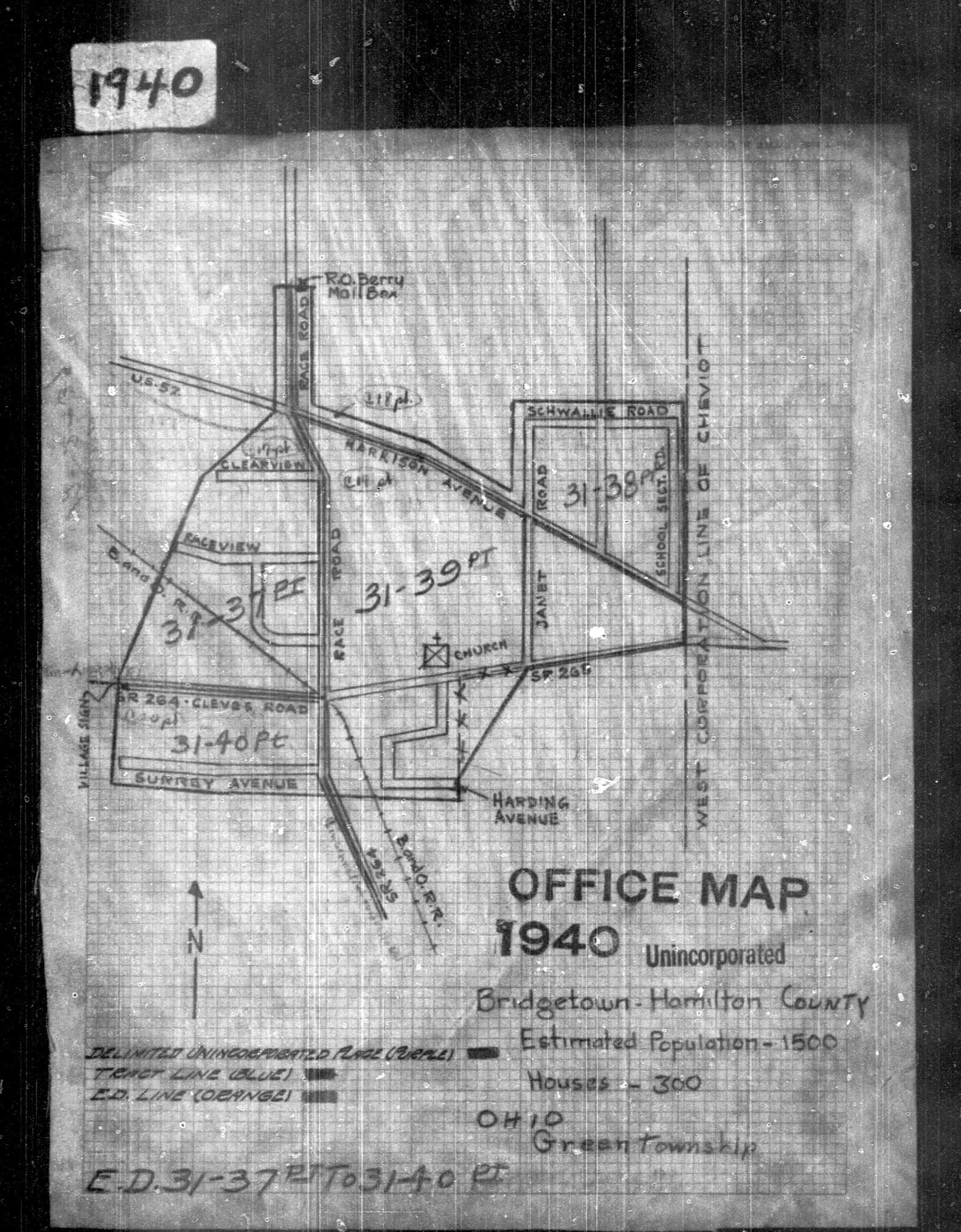 File:1940 Census Enumeration District Maps - Ohio - Hamilton County - Bridgetown - ED 31-37, ED 31-38, ED 31-39, ED 31-40 - NARA - 5836008.jpg
