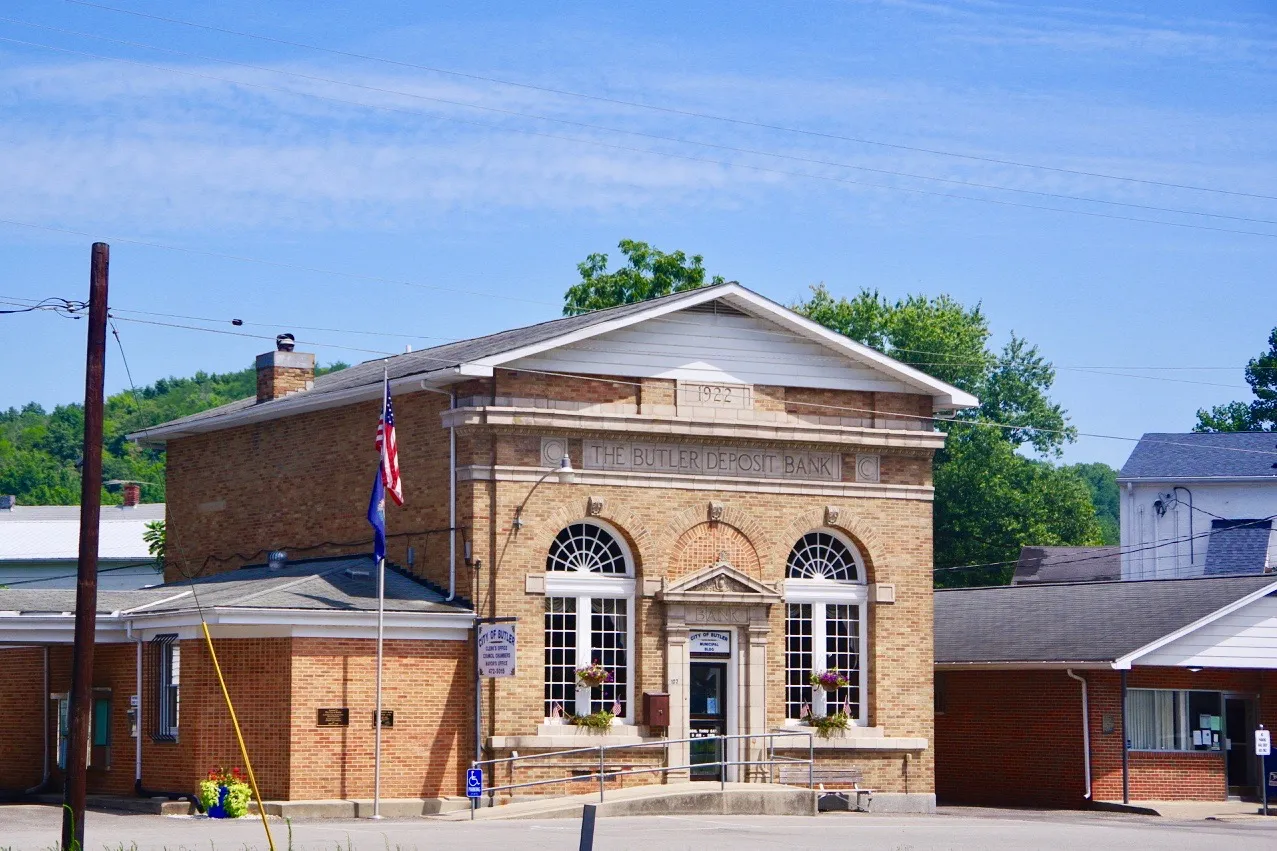 The old Butler Deposit Bank building (now City Hall) in Butler, Kentucky, United States.