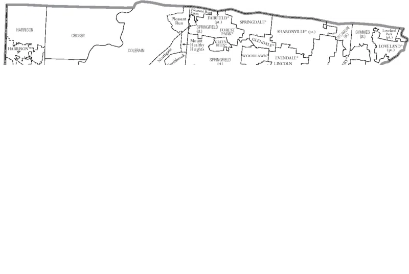Map of Hamilton County, Ohio, United States showing Anderson Township