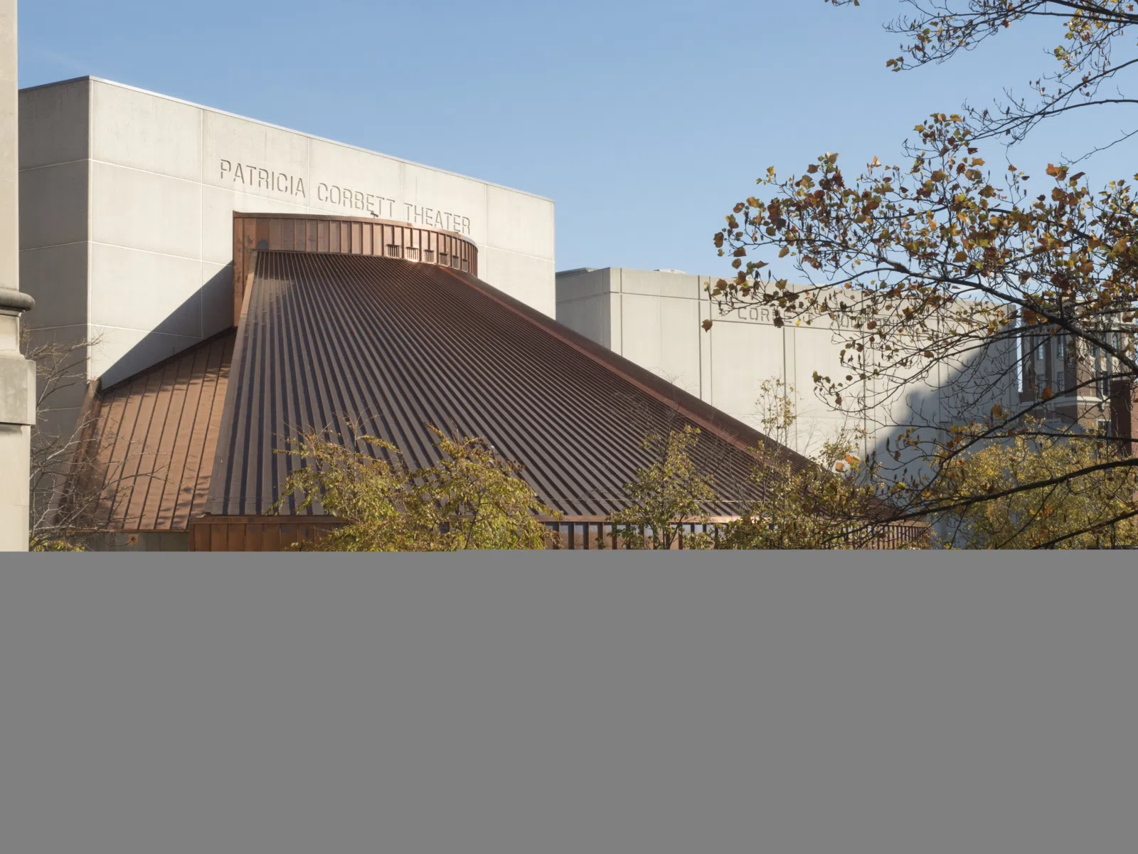 The exterior of the Patricia Corbett Theater at the University of Cincinnati College-Conservatory of Music (CCM).