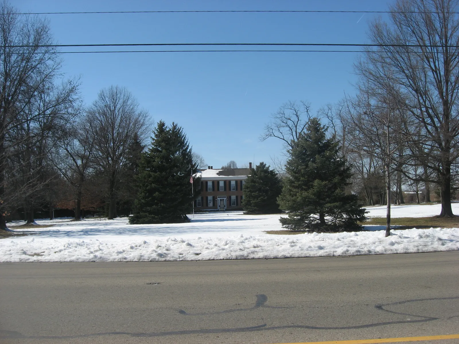 Front of the Corwin-Bolin House, located at 1443 N. State Route 48 on the northern edge of Lebanon, Ohio, United States. Built in 1850, it is listed on the National Register of Historic Places.