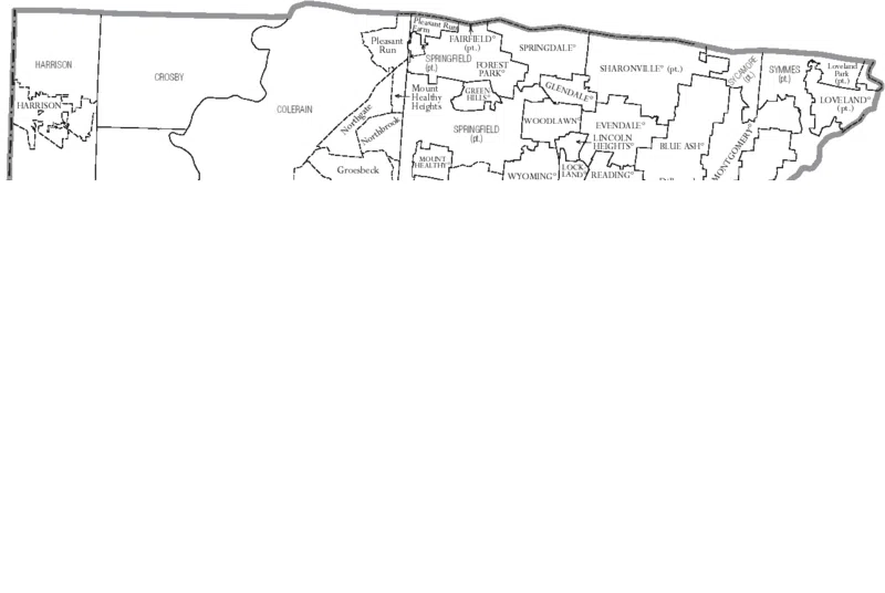 Map of Hamilton County, Ohio, United States showing Anderson Township