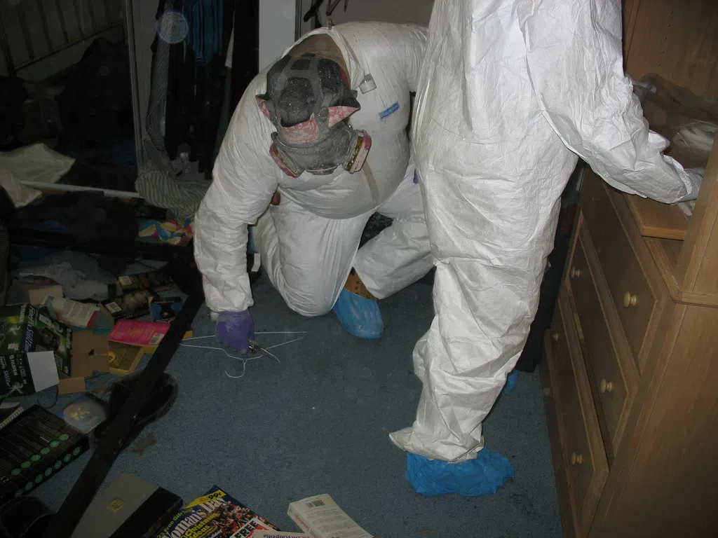 Sampling methamphetamine levels in a former clandestine lab. Request was made by Hamilton County, OH Health Department and City of Forest Park, OH, Fire Department to assess possible exposures that may occur during demol