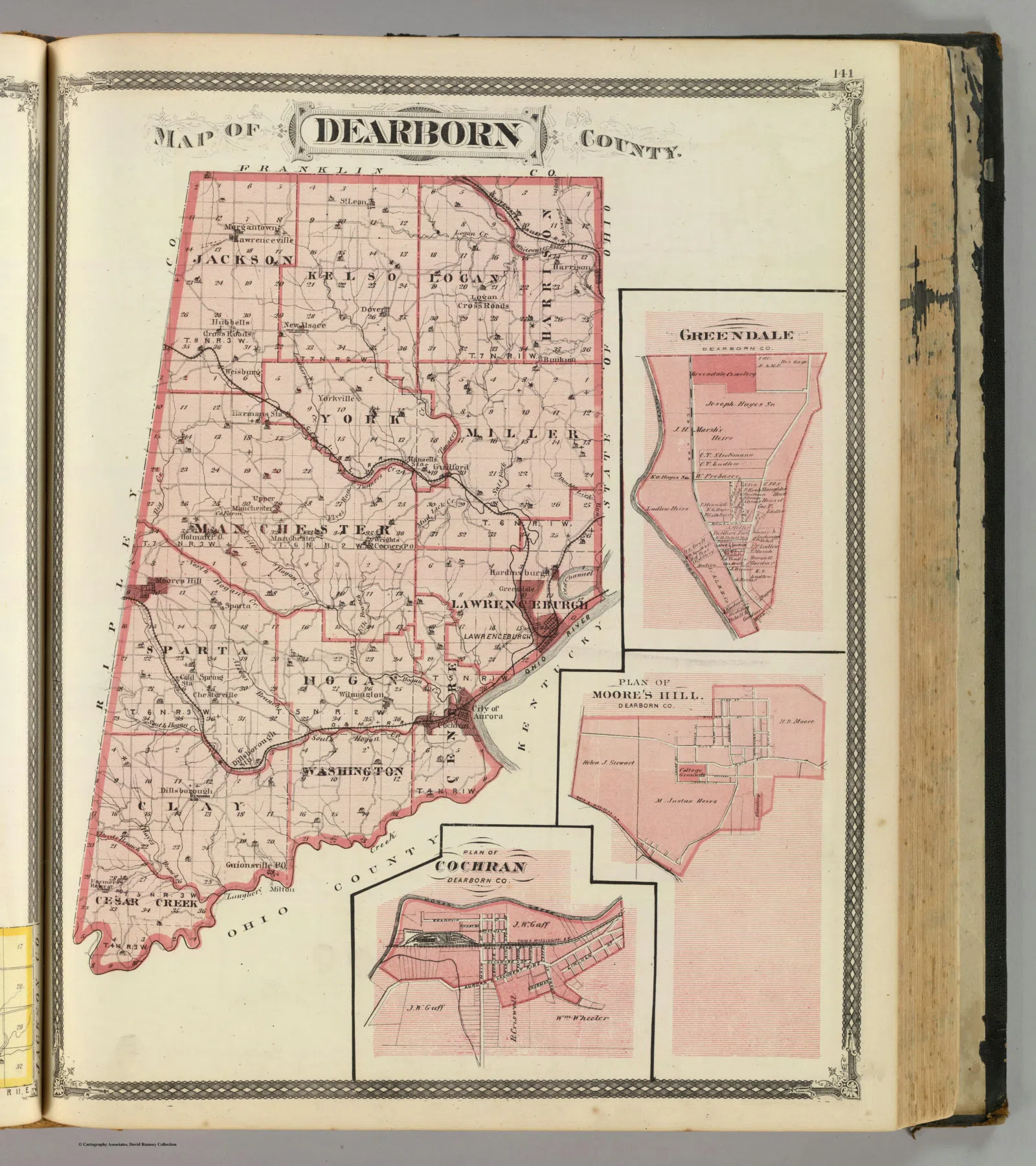Zoomable full resolution image available at davidrumsey.com.This image 0019.130 is a part of image group 0019.000.Col. lithograph showing townships and sections, rural buildings, railroads, etc. Inset maps show land owne