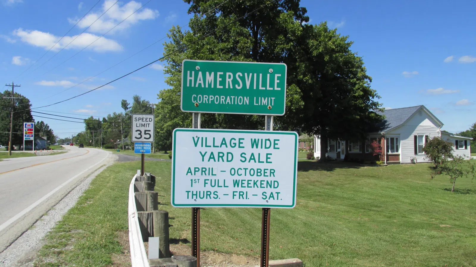Hamersville corporation limit sign.