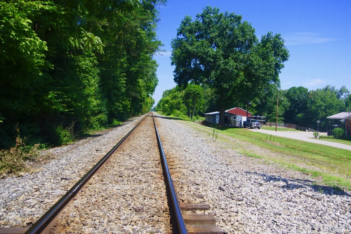 Railroad tracks in Mentor, Kentucky, United States.