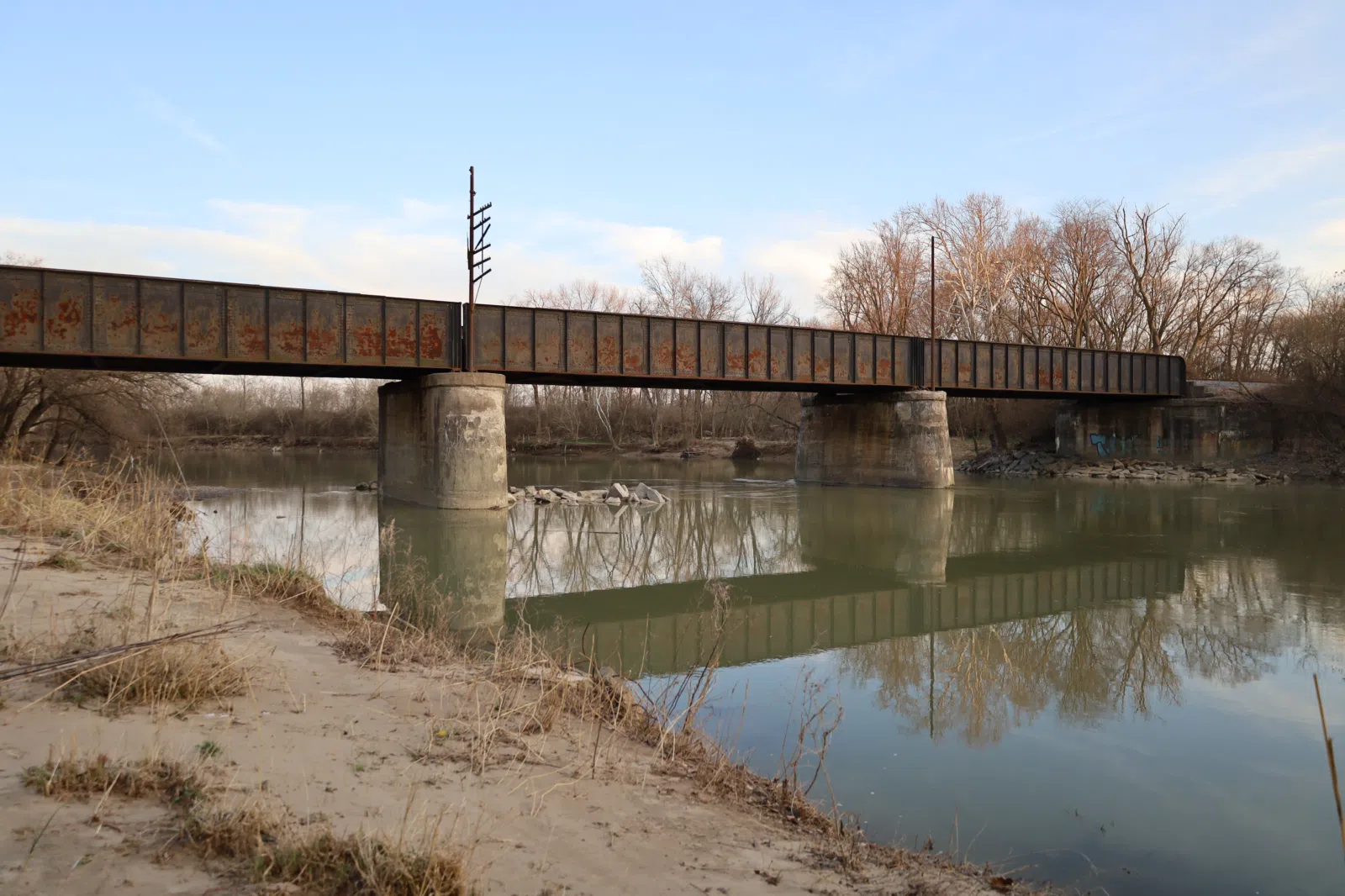 CSX Toledo Subdivision railway bridge over the Great Miami River in New Miami, Ohio in 2022