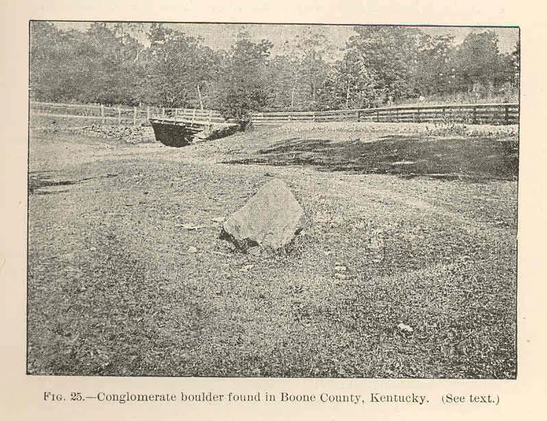 Conglomerate boulder found in Boone County, Kentucky Subject: Boone County (Kentucky), Glacial erosion--Kentucky, Boulders--Kentucky Geographic Subject: United States--Kentucky--Boone County Tag: Polar — nearby landmark