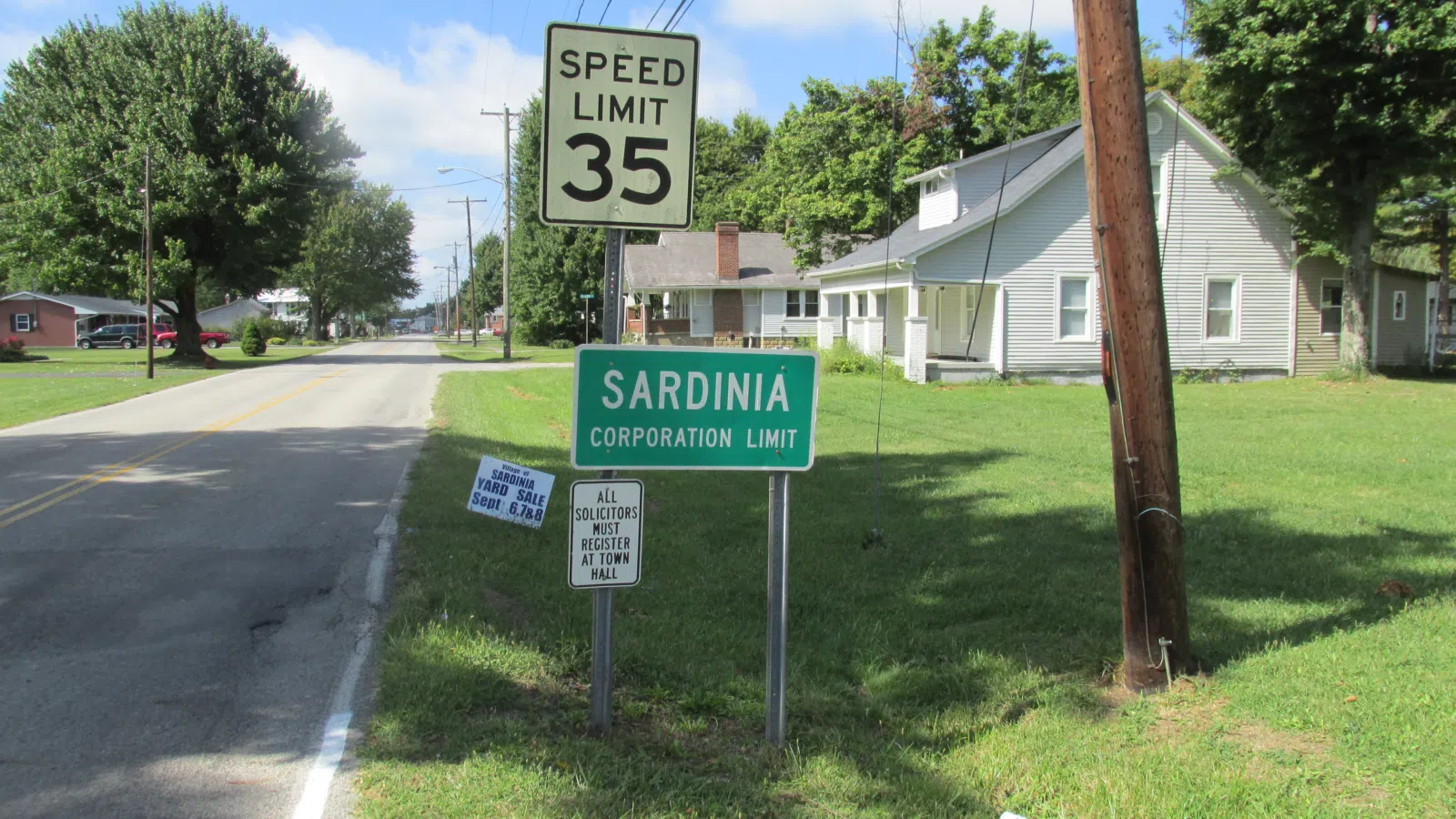 Sardinia corporation limit sign.