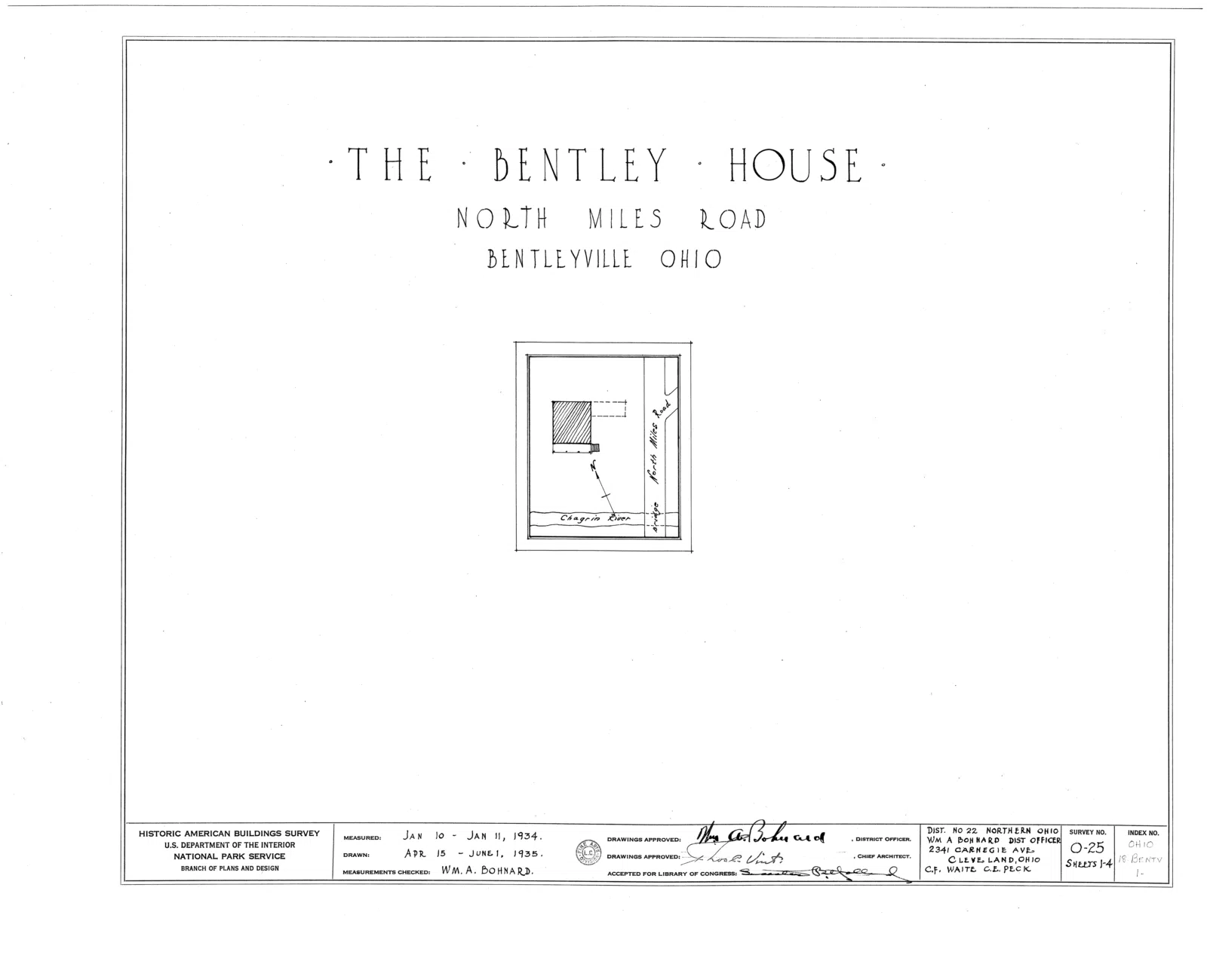 Bentley House, North Miles Road, Bentleyville, Cuyahoga County, OH HABS OHIO,18-BENTV,1- (sheet 0 of 4).png