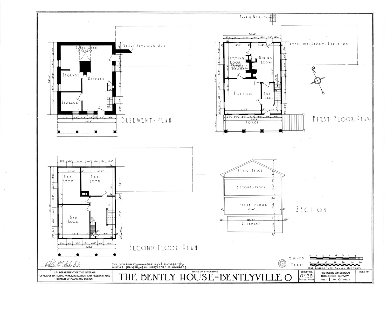 Bentley House, North Miles Road, Bentleyville, Cuyahoga County, OH HABS OHIO,18-BENTV,1- (sheet 1 of 4).png