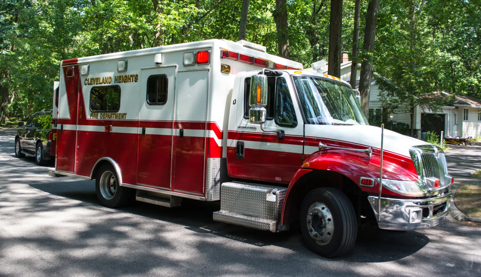Ambulance answering a call in Cleveland Heights