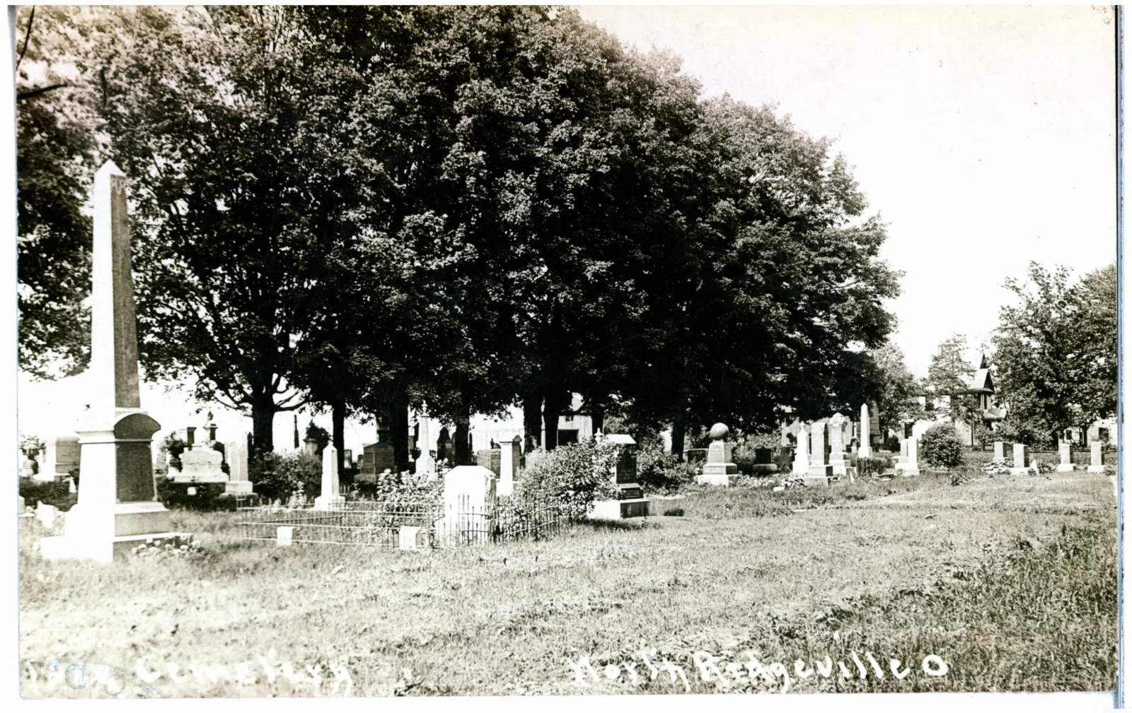 A black and white photograph of the cemetery.
