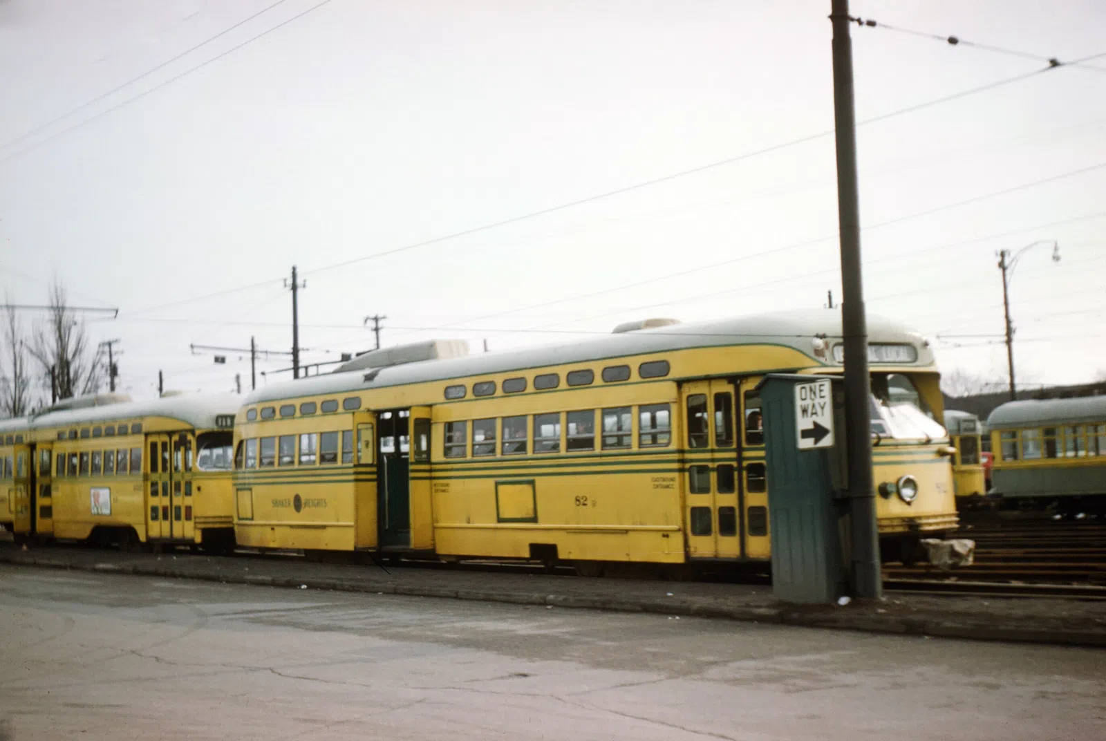 PCC streetcar of RTA Blue and Green Lines in Shaker Heights, Ohio