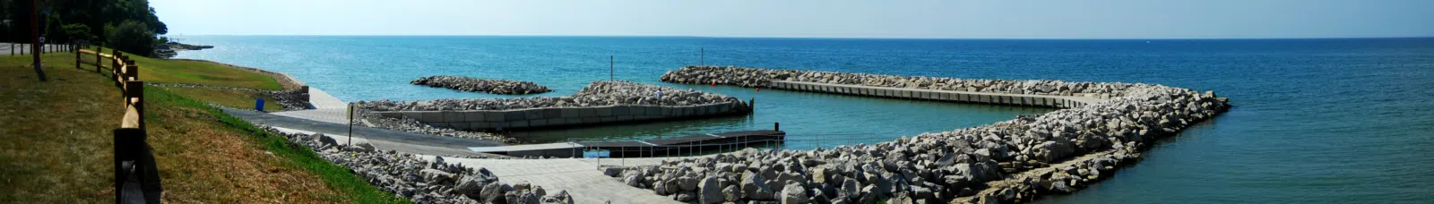 Overview of a small Lake Erie harbor in Sheffield Lake , Ohio , United States .