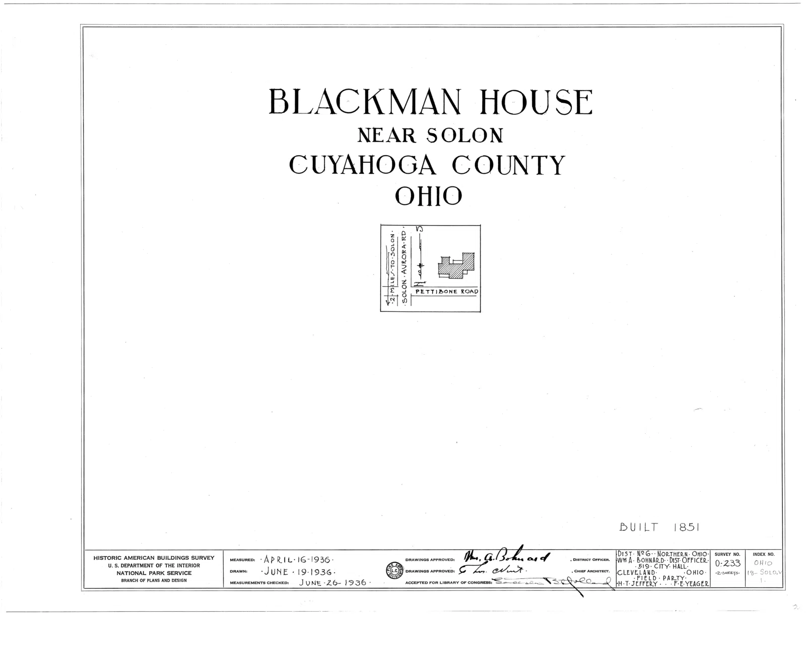 Blackman House, Pettibone Road, Solon, Cuyahoga County, OH HABS OHIO,18-SOLO.V,1- (sheet 0 of 2).png
