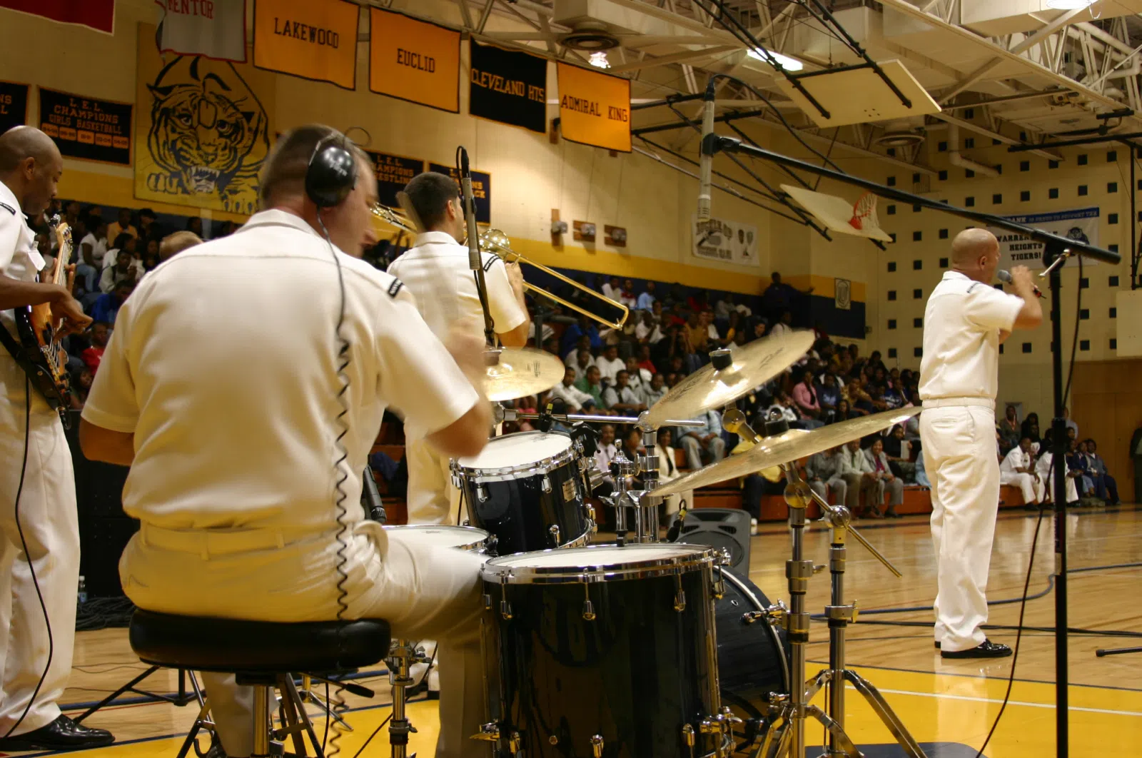 Cleveland, Ohio (Aug. 30, 2006) - Navy Band Mid-South rock band "Freedom" performs at Warrensville Heights High School. "Freedom" performed a nearly two-hour set at the…