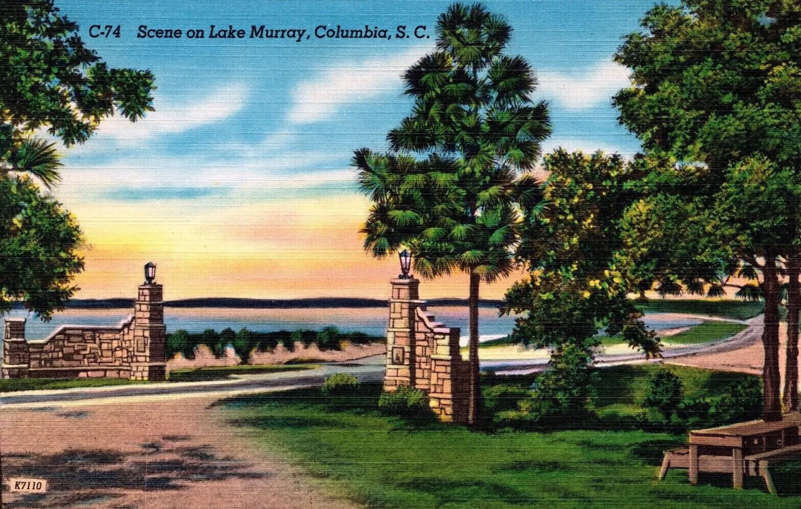 Photomechanical print (postcard): Scene on Lake Murray